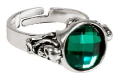 TWM Pirátský prsten 1 cm zinek / akryl zelená / stříbrná