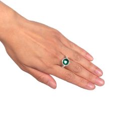 TWM Pirátský prsten 1 cm zinek / akryl zelená / stříbrná