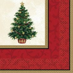 TWM Ubrousky na vánoční stromeček 33 x 33 cm papír červený / zlatý 16 ks