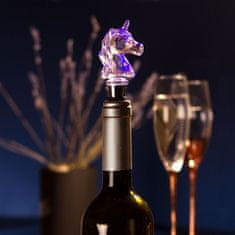 TWM Zátka na víno Svítící jednorožec 13,5 cm průhledná
