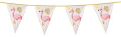 TWM vlajková šňůra Fólie Flamingo junior 4 metry zlatá / růžová / bílá
