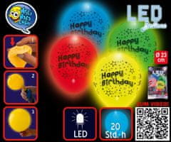 TWM sada balónků Happy Birthday led 23 cm latex 4 kusy