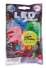 TWM sada balónků Happy Birthday led 23 cm latex 4 kusy