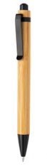 TWM Kuličkové pero 13,7 x 1,1 cm bambus/nerezová ocel hnědá/černá