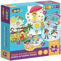 TWM puzzle Seasons junior modrá / zelená / hnědá lepenka 28 kusů