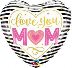 TWM Fóliový balonek Love You Mom 45 cm černo/bílý