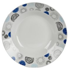 TWM Circulos polévkový talíř 20,6 x 4 cm porcelán bílý/modrý