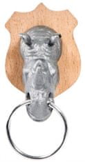 TWM držák na klíče nosorožec 2,5 x 2,5 cm ocel/dřevo stříbrná