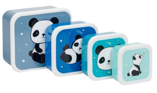 TWM Panda junior polyetylénová modrá 4dílná jídelní souprava