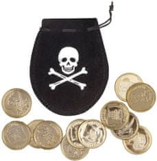 TWM Pirátský sáček na mince 4 cm Černo/zlatý polyester 13dílný