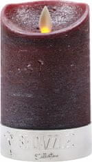 TWM Sloupová svíčka Be Dazzled led, 12,5 cm, tmavě červený vosk