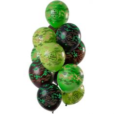 TWM Balónky k narozeninám 30cm, latexová zelená / hnědá 12 ks