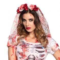 TWM hororová nevěsta diadém pro ženy 58 cm polyester bílá / červená