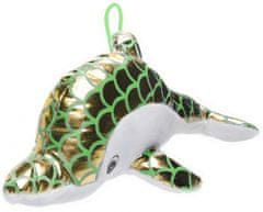 TWM útulní delfíni Lesklý plyš 24 cm zlatá / zelená