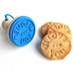 TWM Razítko na sušenky LoveYou 9,3 cm dřevo/modrý silikon
