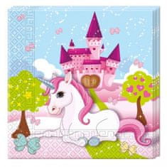 TWM Unicorn junior 33 cm papírové ubrousky růžové 20 ks