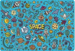 TWM podložka Space junior 65 x 45 cm modrá / žlutá