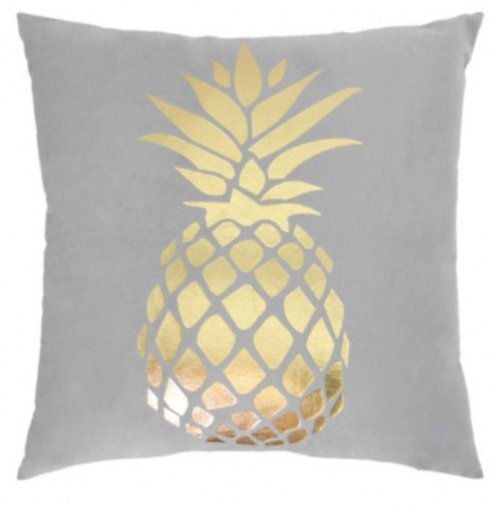 TWM dekorační polštář ananas 45 x 45 cm textilní šedý/zlatý