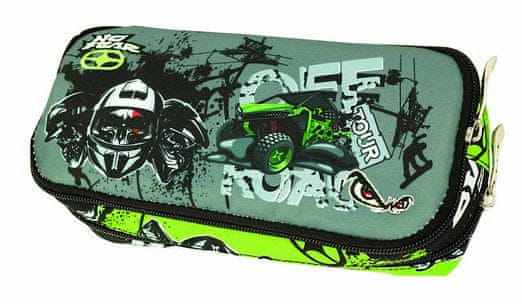 TWM penál Off Road junior 23 x 10 x 6 cm zelený textil