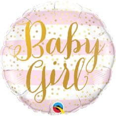 TWM Fóliový balonek Baby Girl pro dívky 45 cm růžový / bílý / zlatý