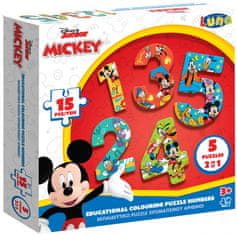 TWM puzzle Mickey Mouse 1-5 kartonových červená / modrá / žlutá 15 kusů