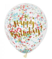 TWM konfetové balónky "Happy Birthday" 6 kusů 30 cm