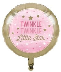 TWM Twinkle Girl balónek pro dívky 46 cm ve fólii růžová / zlatá