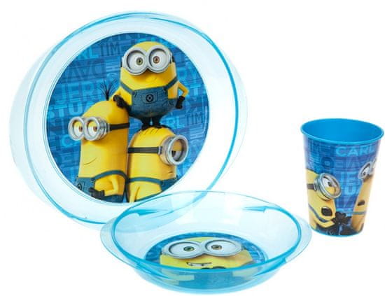 TWM Jídelní set Minions mikrovlnná trouba modrá 3dílná