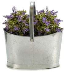 TWM oválný truhlík na květiny 35,5 x 21 x 19,5 cm stříbrno-šedá pozink.