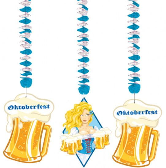 TWM závěsná dekorace Oktoberfest 75 cm, papír modrá / žlutá / bílá