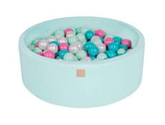 MeowBaby® Kuličkový bazén 90X30cm/200 kuliček 7Compour Hračky pro batolata z kulaté pěny Vyrobeno v EU Máta: bílá perla/tyrkysová/světle růžová/mátová