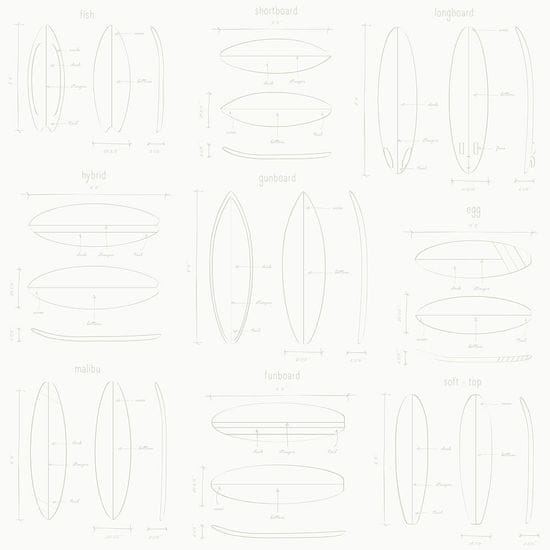 Přírodní vliesová tapeta s nákresy surfů 128869, Regatta Crew, 0,53 x 10,05 m