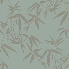 Zelená vliesová tapeta na zeď, metalické listy bambusu 347736, City Chic , 0,53 x 10,05 m
