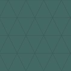 Zelená vliesová tapeta, metalické obrysy trojúhelníků 347717, City Chic, 0,53 x 10,05 m
