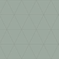 Zelená vliesová tapeta, metalické obrysy trojúhelníků 347714, City Chic, 0,53 x 10,05 m