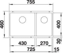 Blanco SUBLINE 430/270-U dřez pod desku jasmín granit 523 156 - Blanco