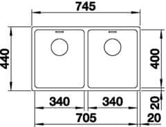 Blanco ANDANO 340/340-U dřez pod desku hedvábný lesk nerez 522 983 - Blanco