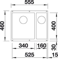 Blanco SUBLINE 340/160-U dřez pod desku šedá skála granit 523 559 - Blanco