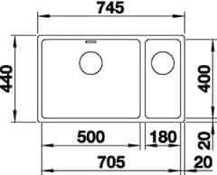 Blanco ANDANO 500/180-U dřez pod desku hedvábný lesk nerez 522 989 - Blanco