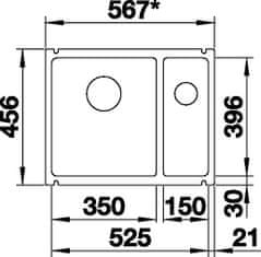 Blanco SUBLINE 350/150-U dřez pod desku magnolie lesklá keramika 523 742 - Blanco