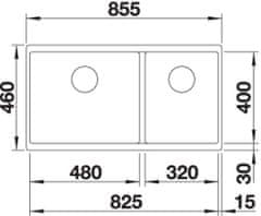 Blanco SUBLINE 480/320-U dřez pod desku tartufo granit 523 591 - Blanco