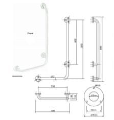 BEMETA BEMETA HELP: Nástěnné opěrné držadlo pravé 890 mm, bílé 301122044 - Bemeta