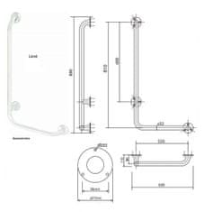 BEMETA BEMETA HELP: Nástěnné opěrné držadlo levé 890 mm, bílé 301112044 - Bemeta