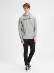 Jack&Jones Šedá žíhaná mikina s potiskem a kapucí Jack & Jones XXL