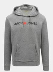 Jack&Jones Šedá žíhaná mikina s potiskem a kapucí Jack & Jones XXL