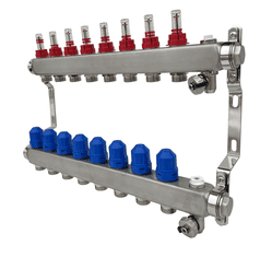 ProHouse Nerezový rozdělovač 8 topných okruhů s průtokoměry ProH-2004-8