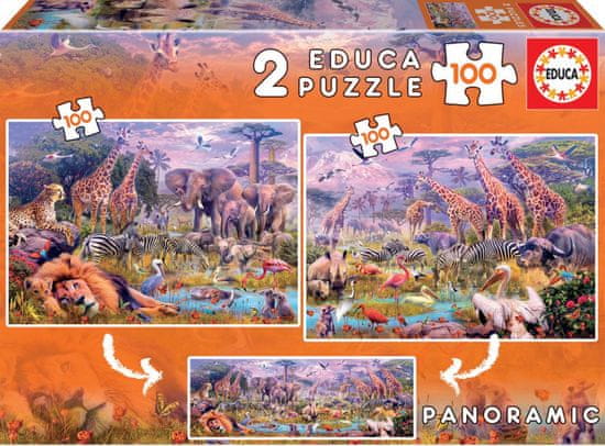 Educa Puzzle Divoká zvířata 2x100 dílků