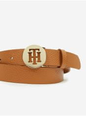 Tommy Hilfiger Hnědý dámský kožený pásek Tommy Hilfiger Round Belt 3.0 90