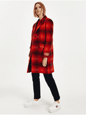 Tommy Hilfiger Červený dámský kabát s příměsí vlny Tommy Hilfiger S