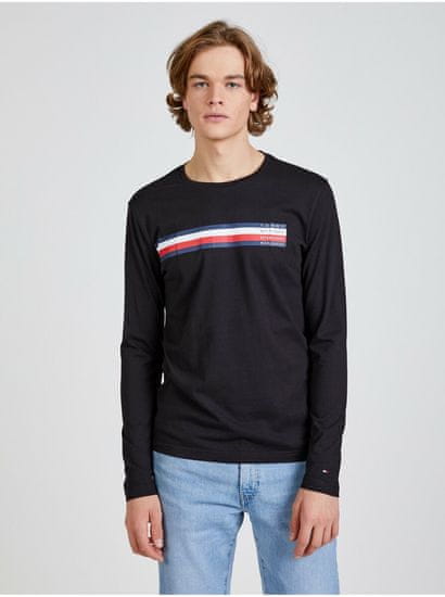 Tommy Hilfiger Černé pánské tričko Tommy Hilfiger Sliced Bar